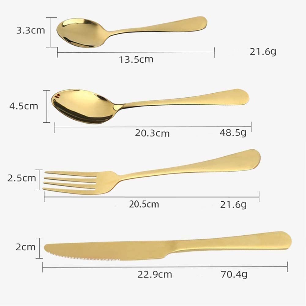 Servizio di posate in acciaio inox dorate 16 pezzi per 4 persone –