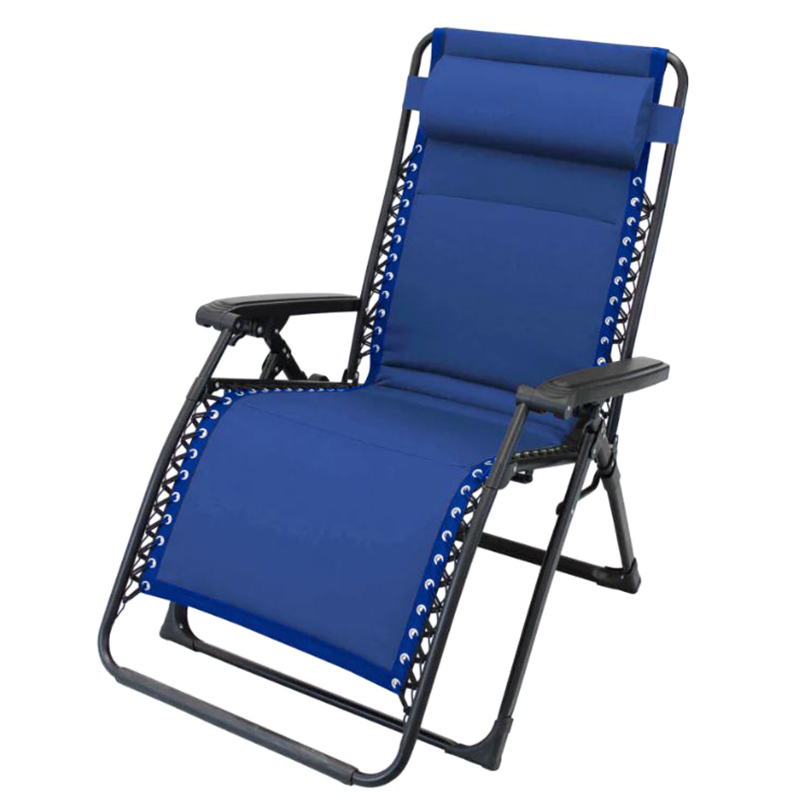 Sedia a sdraio con cuscino Zero Gravity poltrona reclinabile in acciaio  da esterno / Confezione da 1 pezzo / Blu