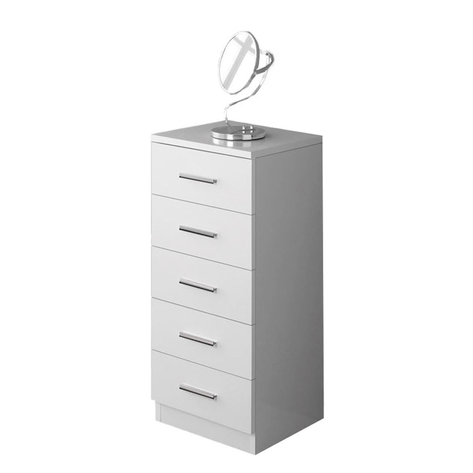 CASSETTIERA COLONNA DOPPIA 5 CASSETTI LEGNO BIANCO TIRETTIERA SVUOTA TASCHE TIRETTI