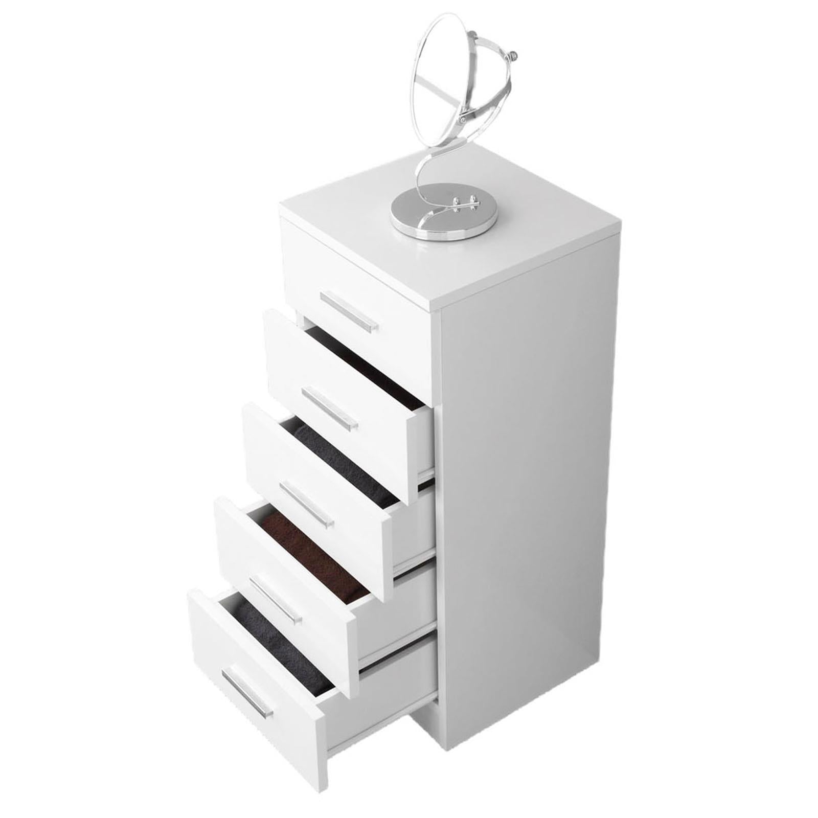 CASSETTIERA COLONNA DOPPIA 5 CASSETTI LEGNO BIANCO TIRETTIERA SVUOTA TASCHE TIRETTI