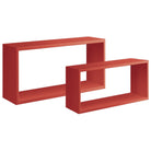 Set 2 Mensole da muro in legno, design a Cubo bislungo (ROSSO)