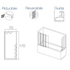 BOX VASCA ANGOLARE RICHIUDIBILE 70 X 140/170 BIANCO APERTURA A SOFFIETTO RIDUCIBILE SU MISURA