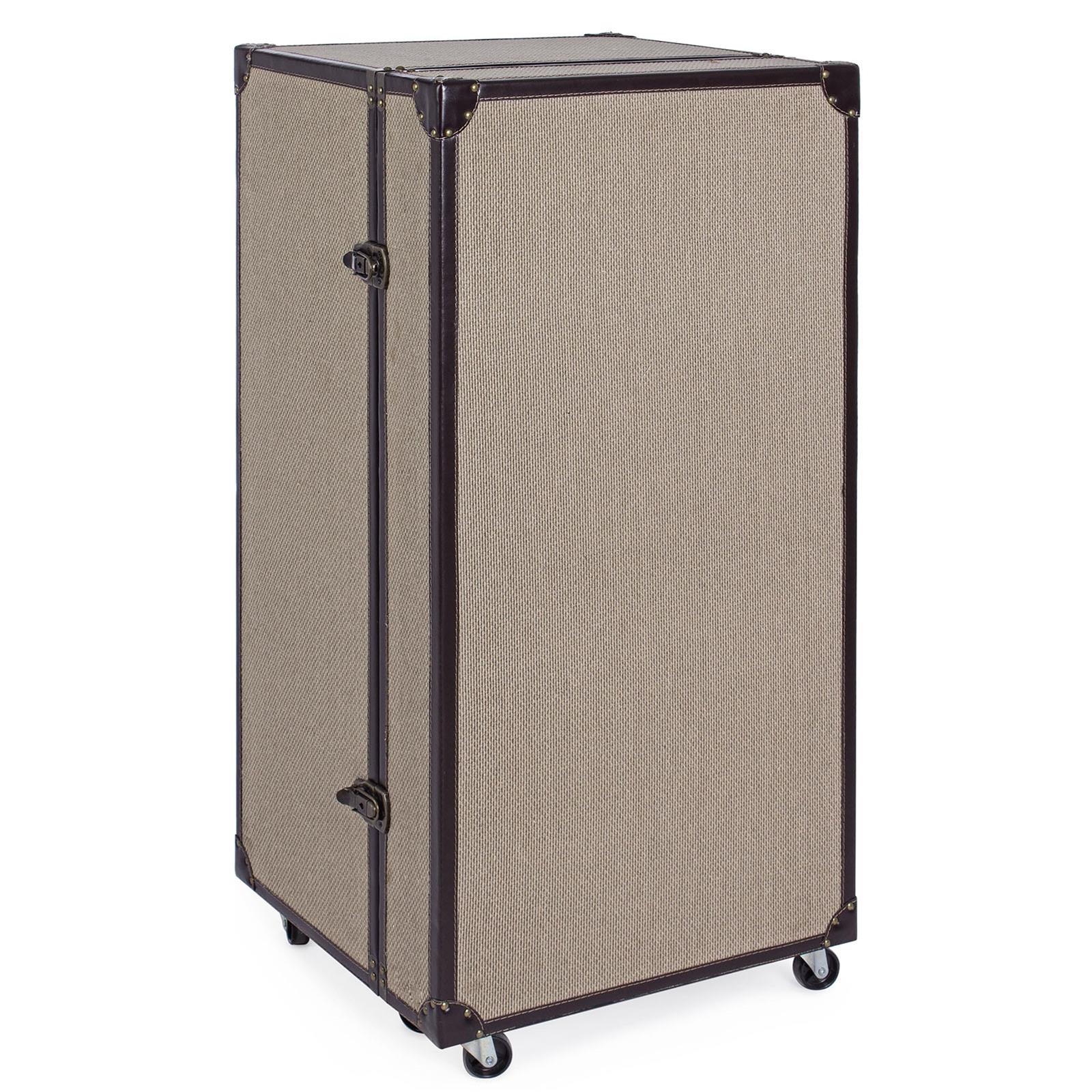 BAULE PORTA BOTTIGLIE VINO E PORTACALICI CANTINA PORTATILE BAR TRAVEL BEIGE H 110 CM