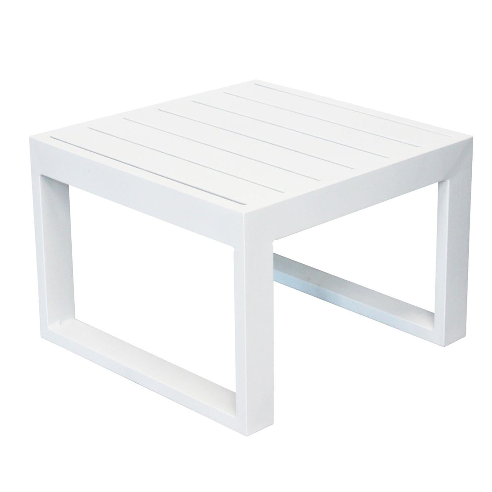 TAVOLINO CUBA IN ALLUMINIO PER GIARDINO E PISCINA BIANCO 45X45 LETTINO ITACA