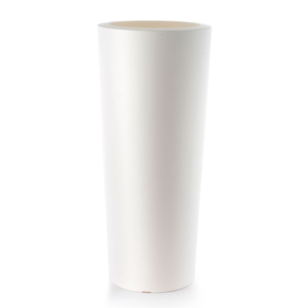 Vaso alto da giardino in plastica riciclabile 100% design moderno bianco  altezza 110 cm